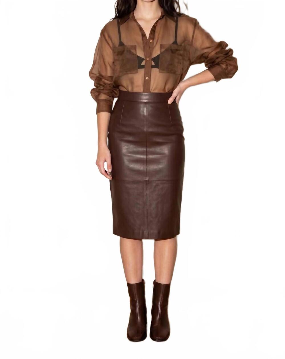NEW SKYLAR ROSE colette sheer organza blouse in brown